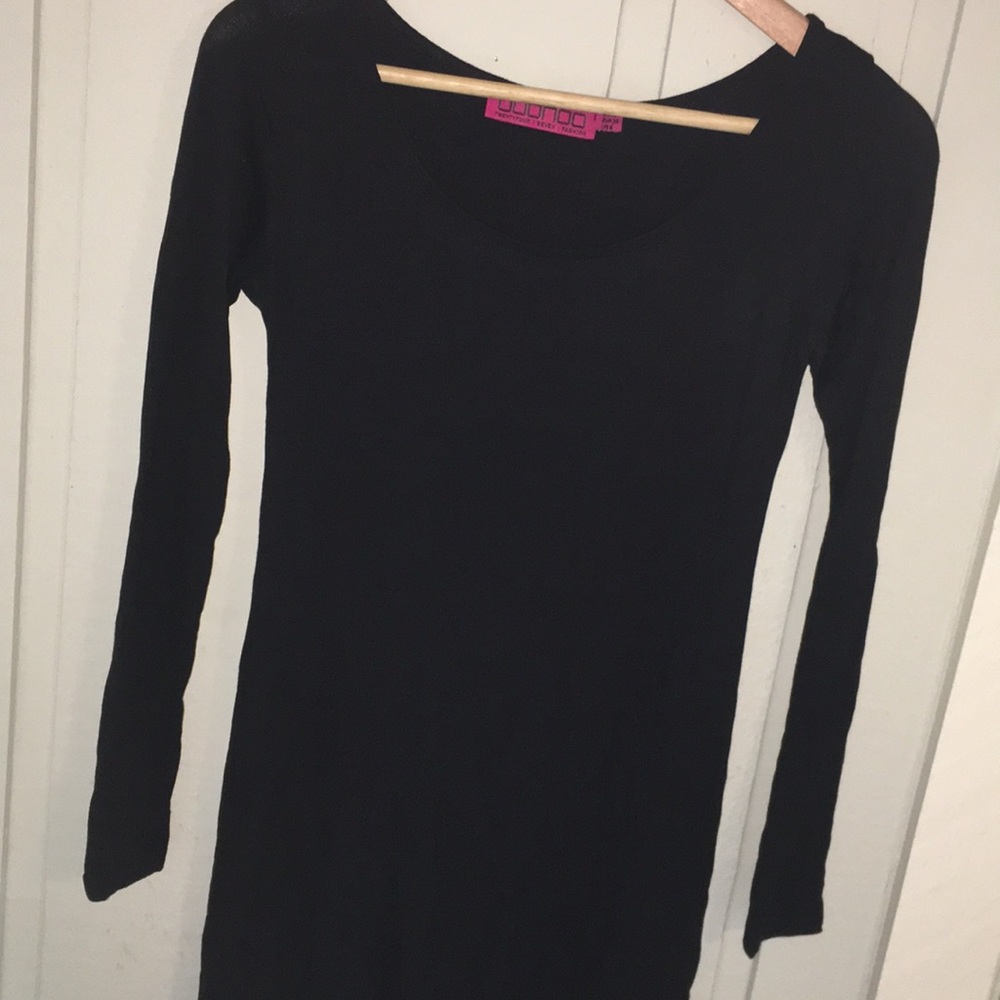 Boohoo black long sleeve basic stretch dress